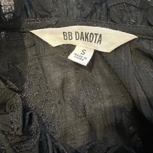 BB Dakota Womens I Heart Drama Floral Jacquard Chiffon top, Black, Small - Picture 3 of 8